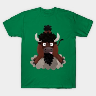 Funny buffalo bison cartoon illustration T-Shirt